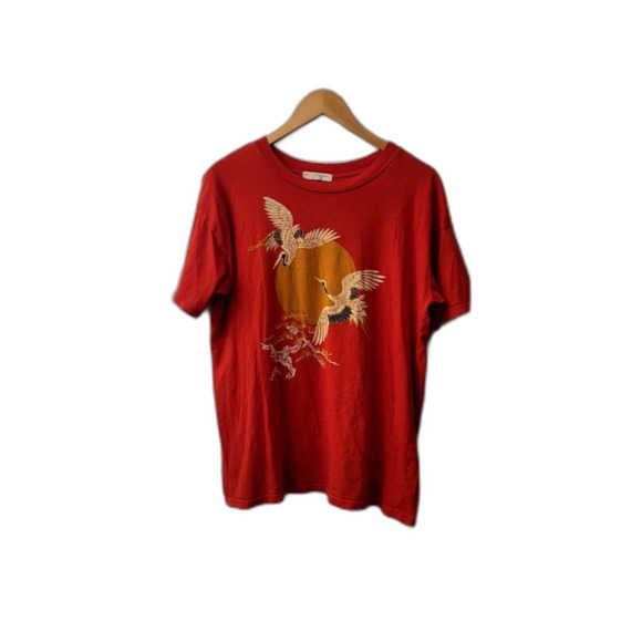 Truly Madly Deeply Other - Urban Outfitters Truly Madly Deeply Red Crane Shirt Sz. M Soft Cotton Fall Shirt